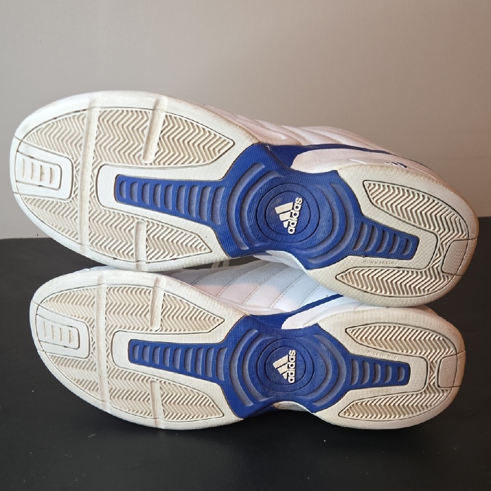 Adidas Men's White and Blue Sneakers - Picture 7 of 10